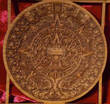 Aztec calander laser etched in wood