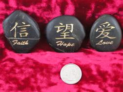 Personilized etching of Chinese symbols on stone